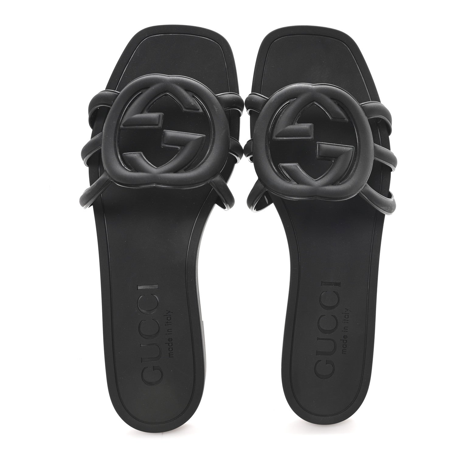Gucci Rubber Womens Interlocking G Slide Sandals  38 Black 2 of 9