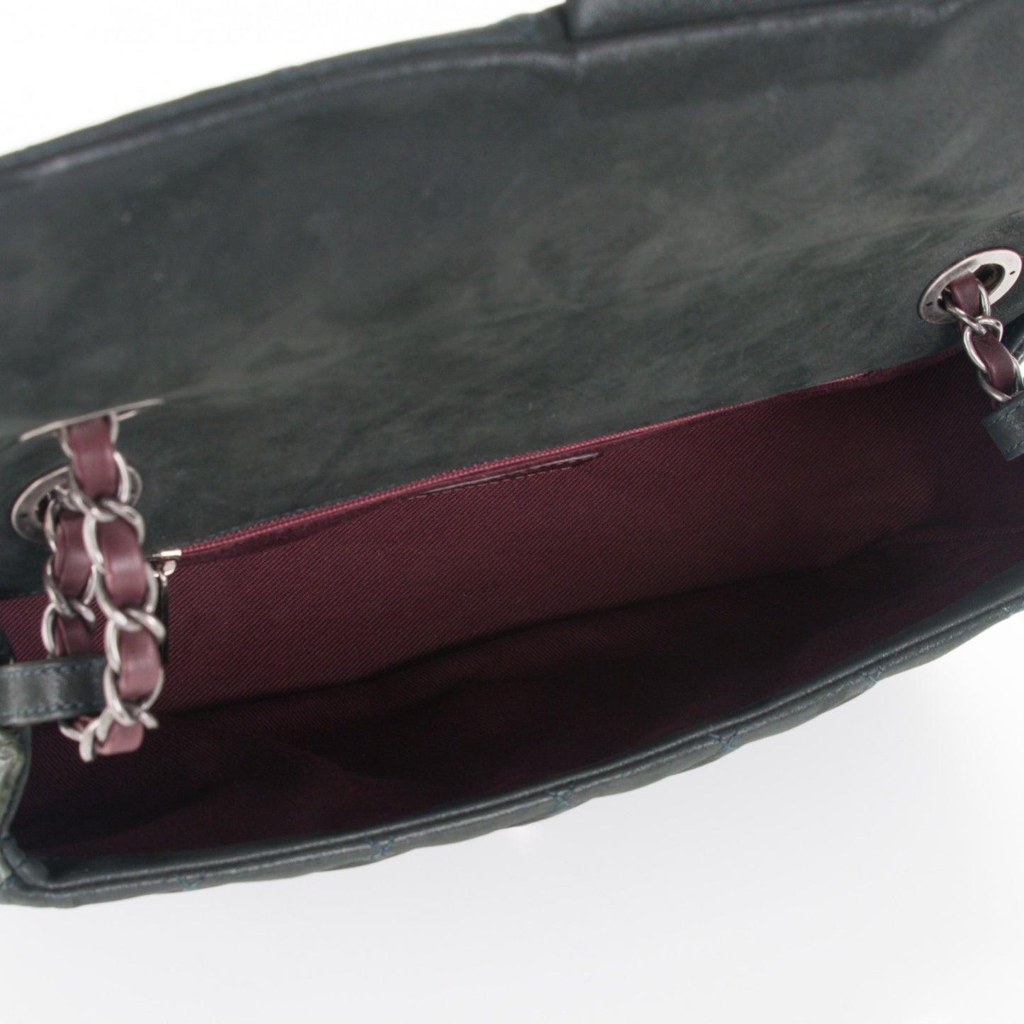 Iridescent Calfskin In The Mix Medium Flap Dark Green