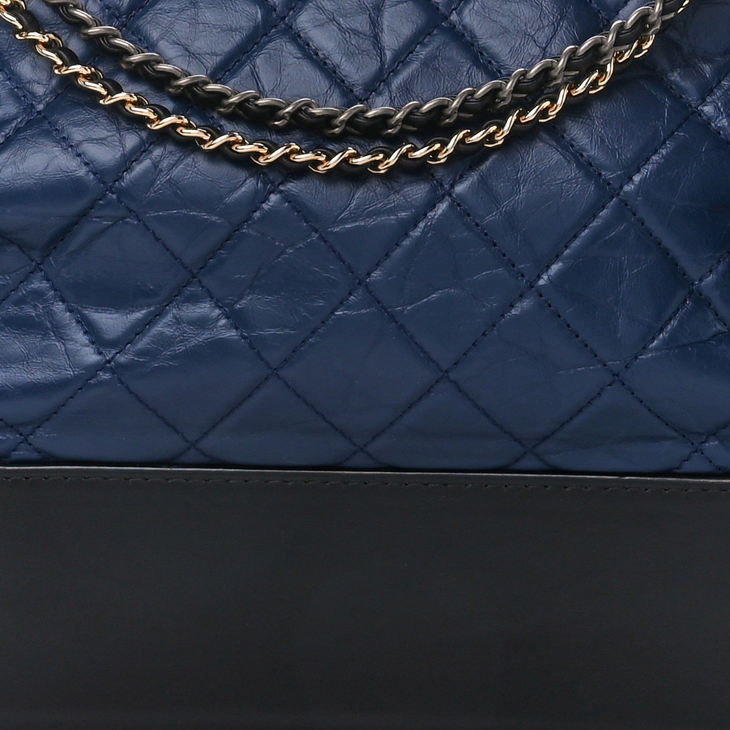 Chanel Aged Calfskin Quilted Medium Gabrielle Hobo Navy Black 8 of 11