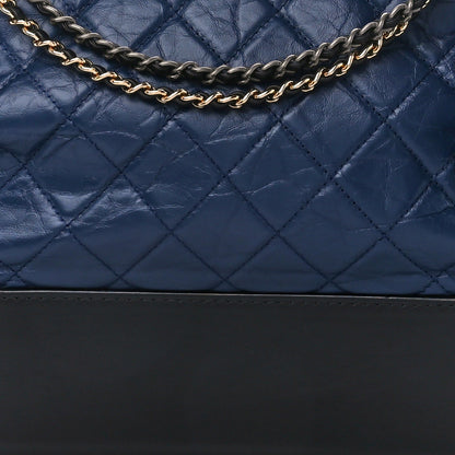 Chanel Aged Calfskin Quilted Medium Gabrielle Hobo Navy Black 8 of 11