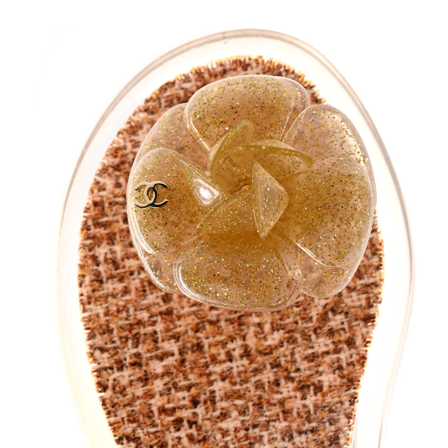 Chanel Jelly Camellia Glitter Thong Sandals 35 Beige 8 of 9