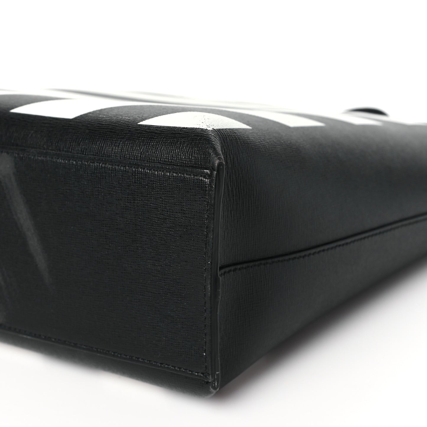 Saffiano Striped Diag Binder Crossbody Black White