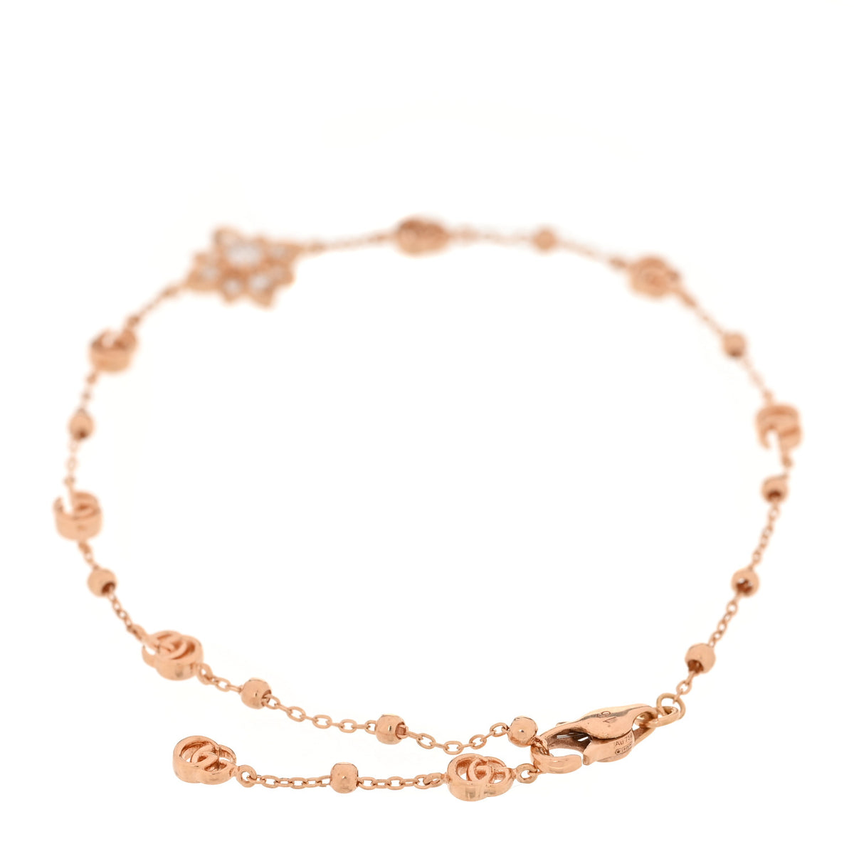 Gucci 18K Rose Gold Diamond GG Flora Station Bracelet 2 of 6