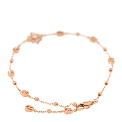 Gucci 18K Rose Gold Diamond GG Flora Station Bracelet 2 of 6