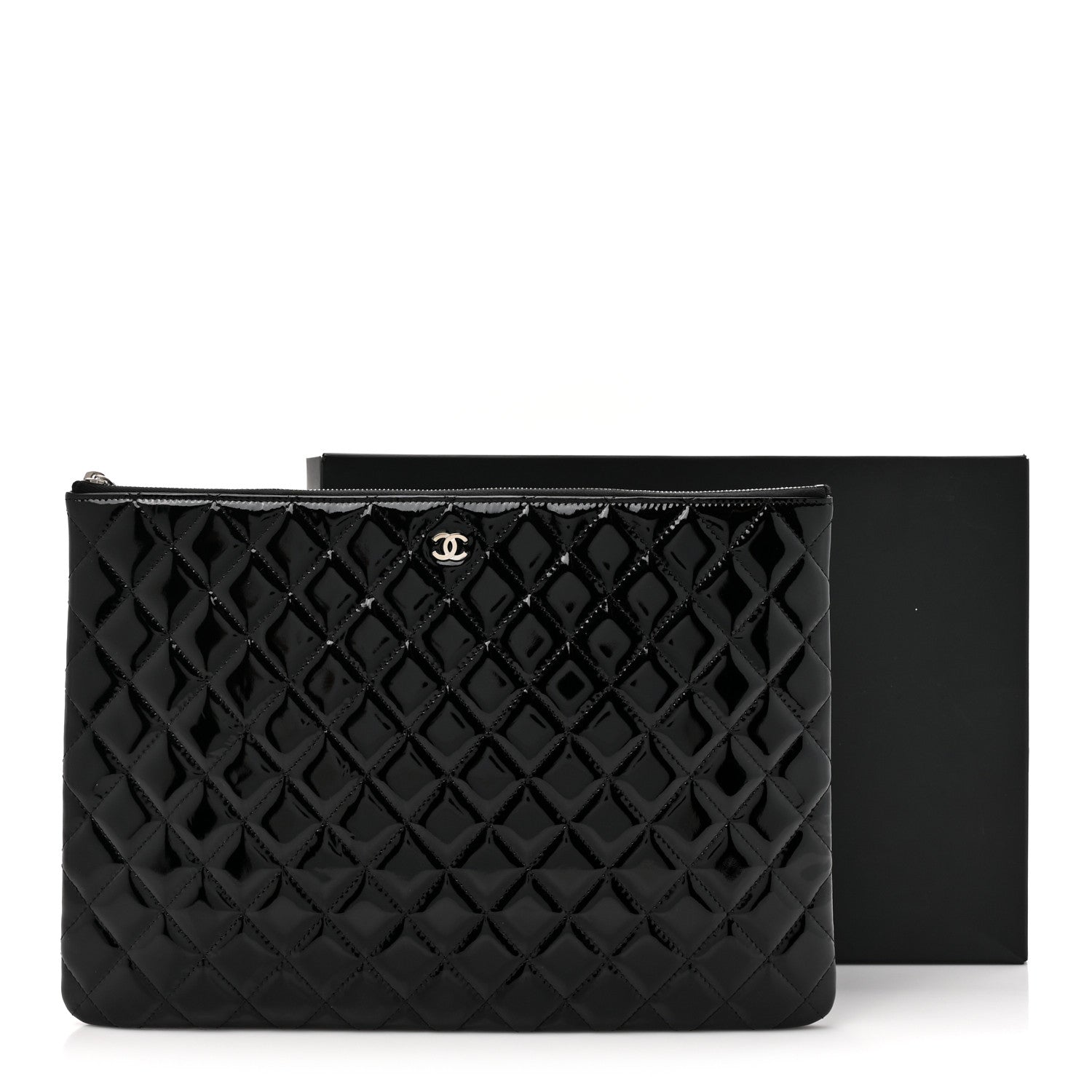 Chanel Patent Calfskin Quilted Large Cosmetic Case Black 8 of 8