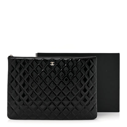 Chanel Patent Calfskin Quilted Large Cosmetic Case Black 8 of 8