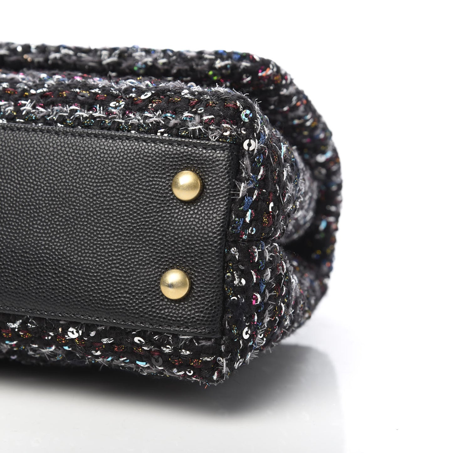 Tweed Sequin Mini Coco Handle Flap Black