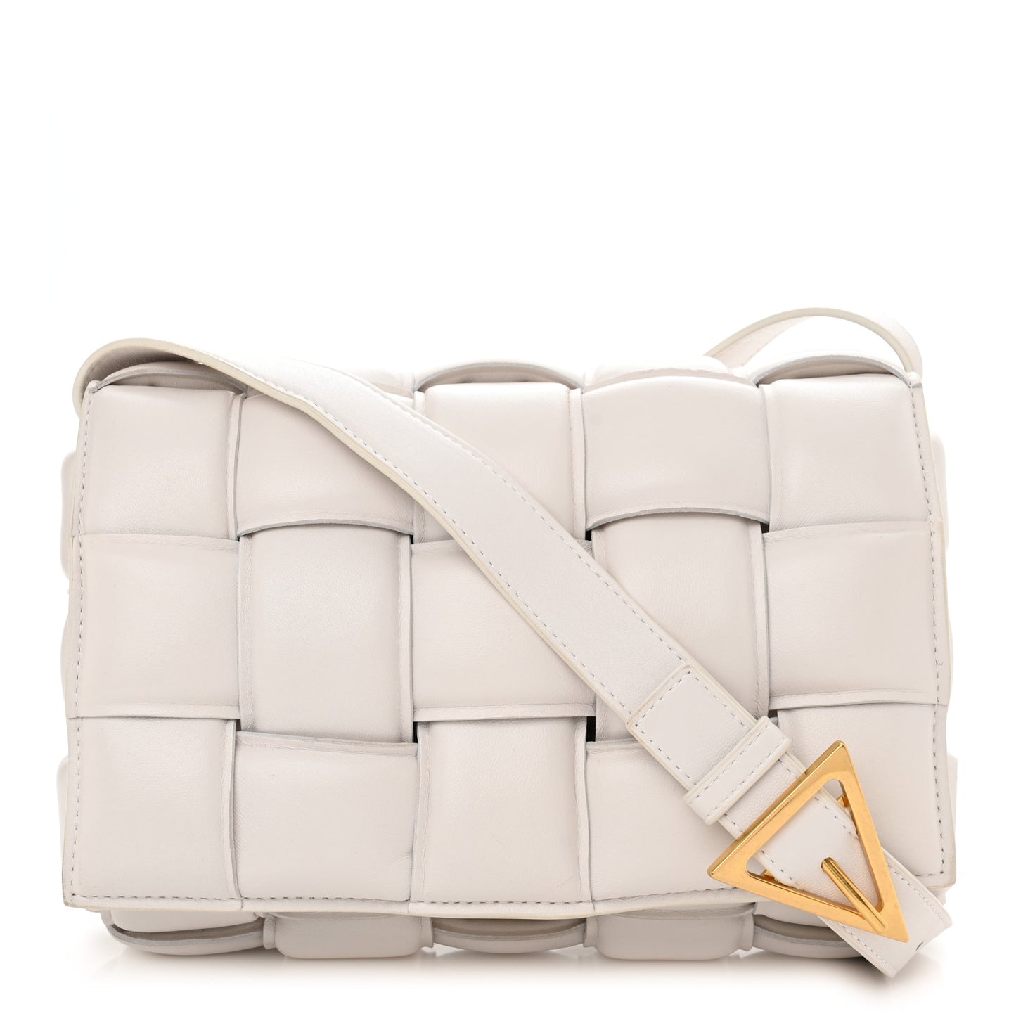 Nappa Maxi Intreccio Padded Cassette Crossbody Bag Chalk