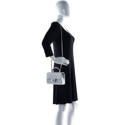 Chanel Metallic Caviar Quilted Mini Top Handle Rectangular Flap Silver 3 of 12