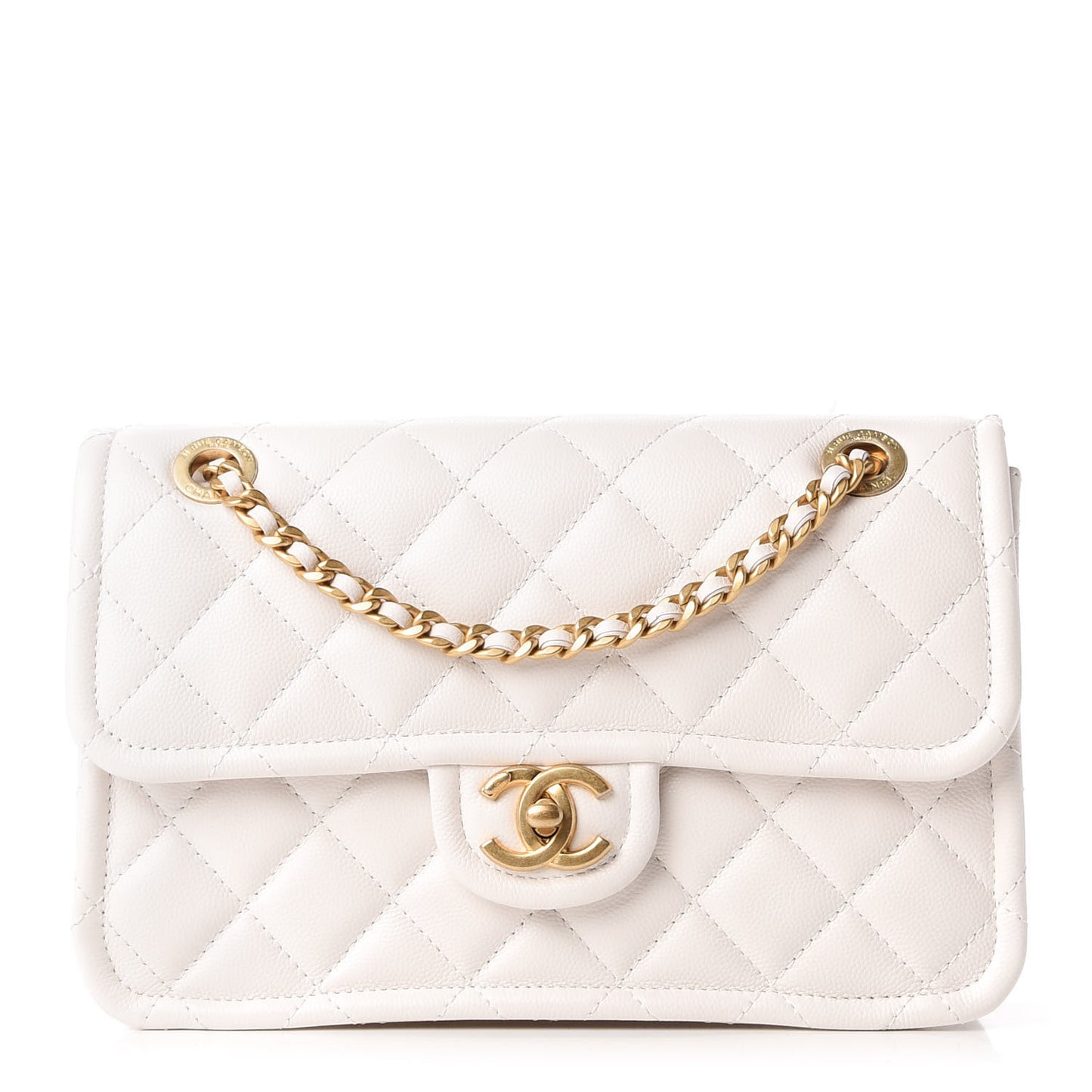 Caviar Quilted Medium Sweet Classic Flap White