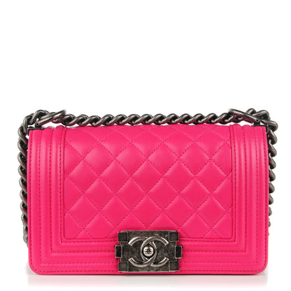 Chanel Lambskin Quilted Small Boy Flap Dark Pink 1 of 9