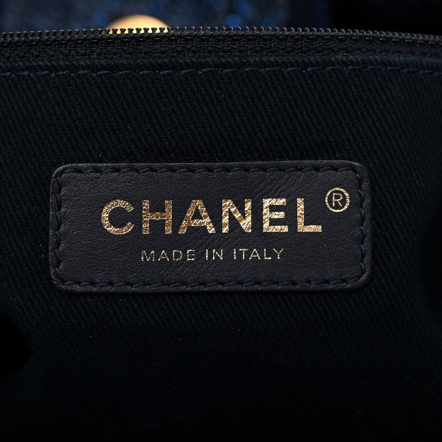 Lurex Canvas Medium Deauville Tote Navy Blue