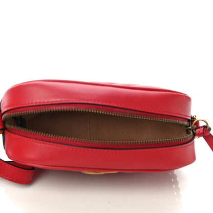 Gucci Calfskin Matelasse Mini GG Marmont Chain Shoulder Bag Hibiscus Red 5 of 11