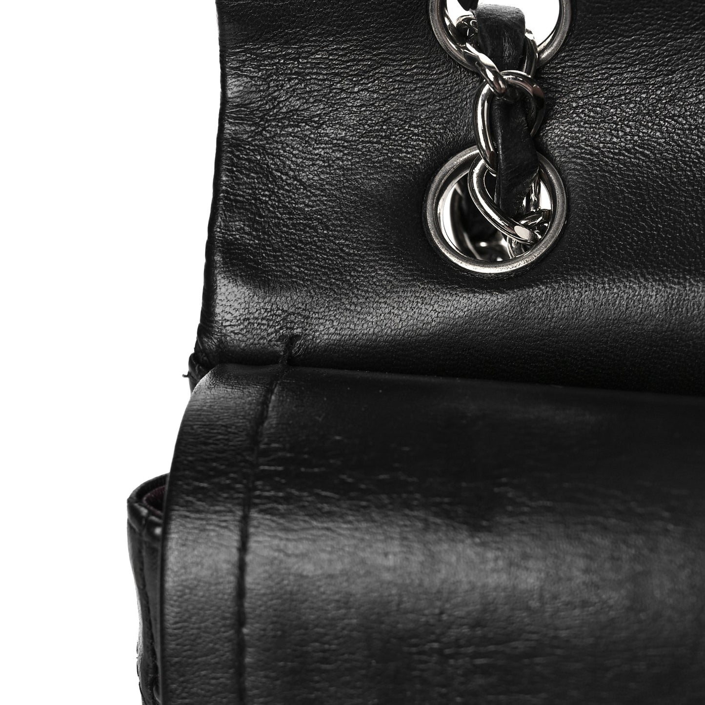 Lambskin Quilted Medium Double Flap Black