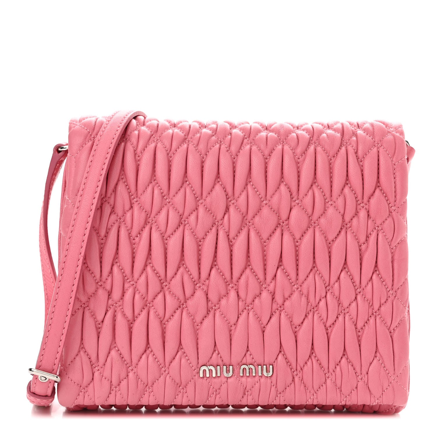 Miu Miu Nappa Matelasse Crystal Chain Crossbody Geranio 1 of 13