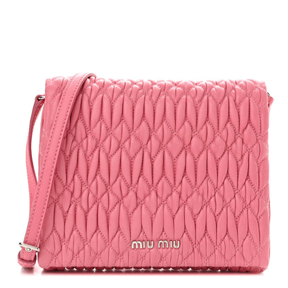 Miu Miu Nappa Matelasse Crystal Chain Crossbody Geranio 1 of 13