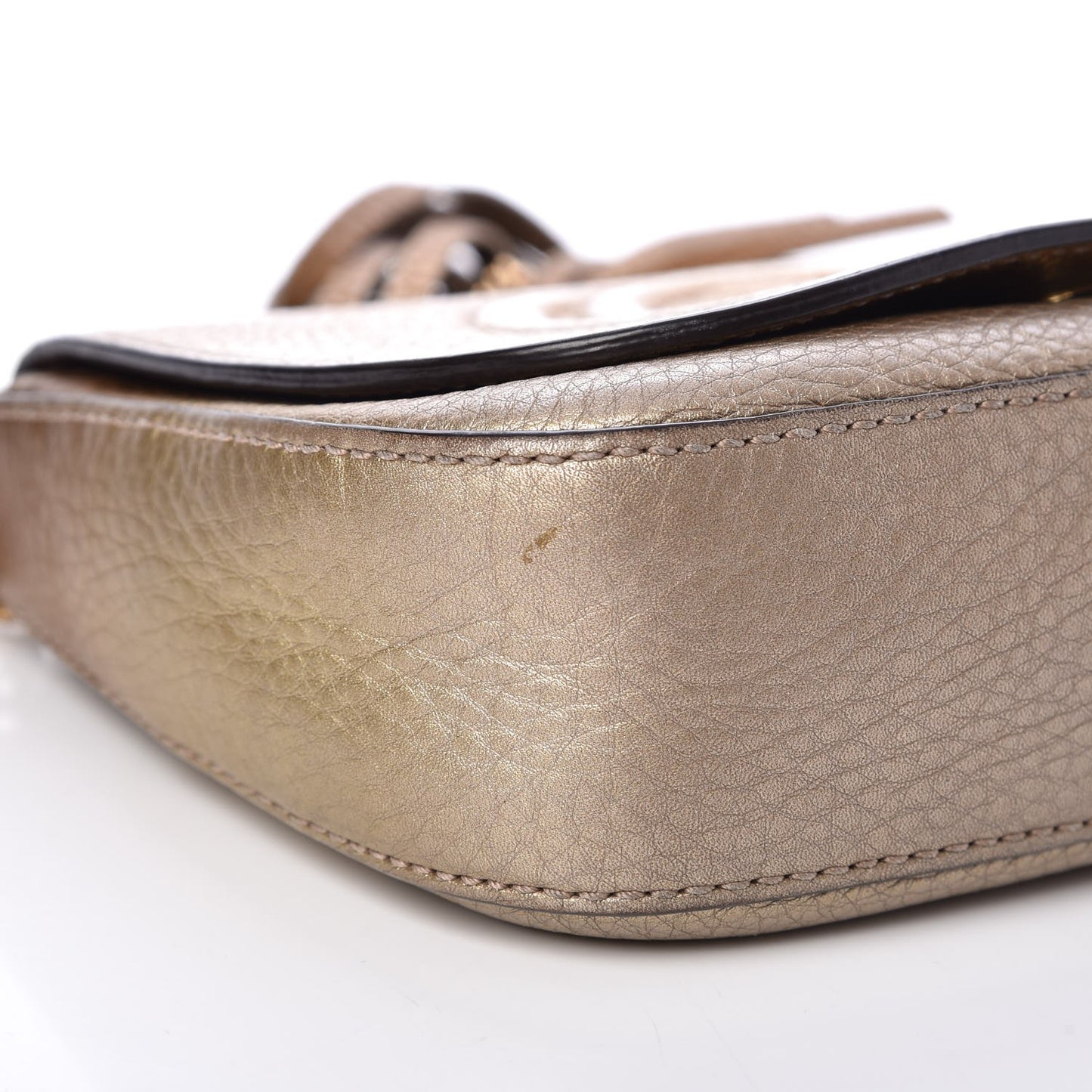 Metallic Pebbled Calfskin Small Soho Flap Crossbody Gold Ombre