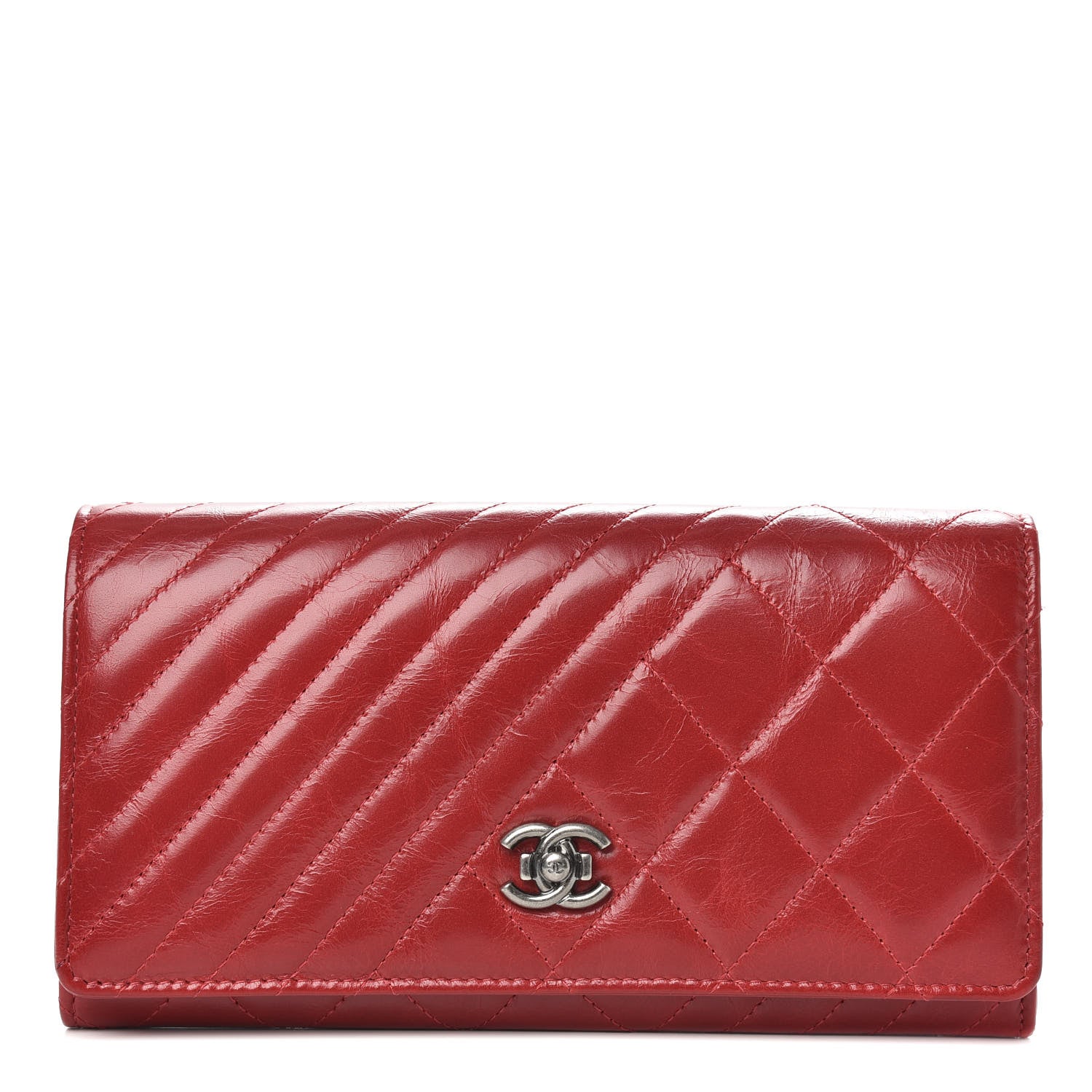 Chanel Glazed Calfskin Quilted Coco Boy Large Gusset Flap Wallet Red 1 of 10
