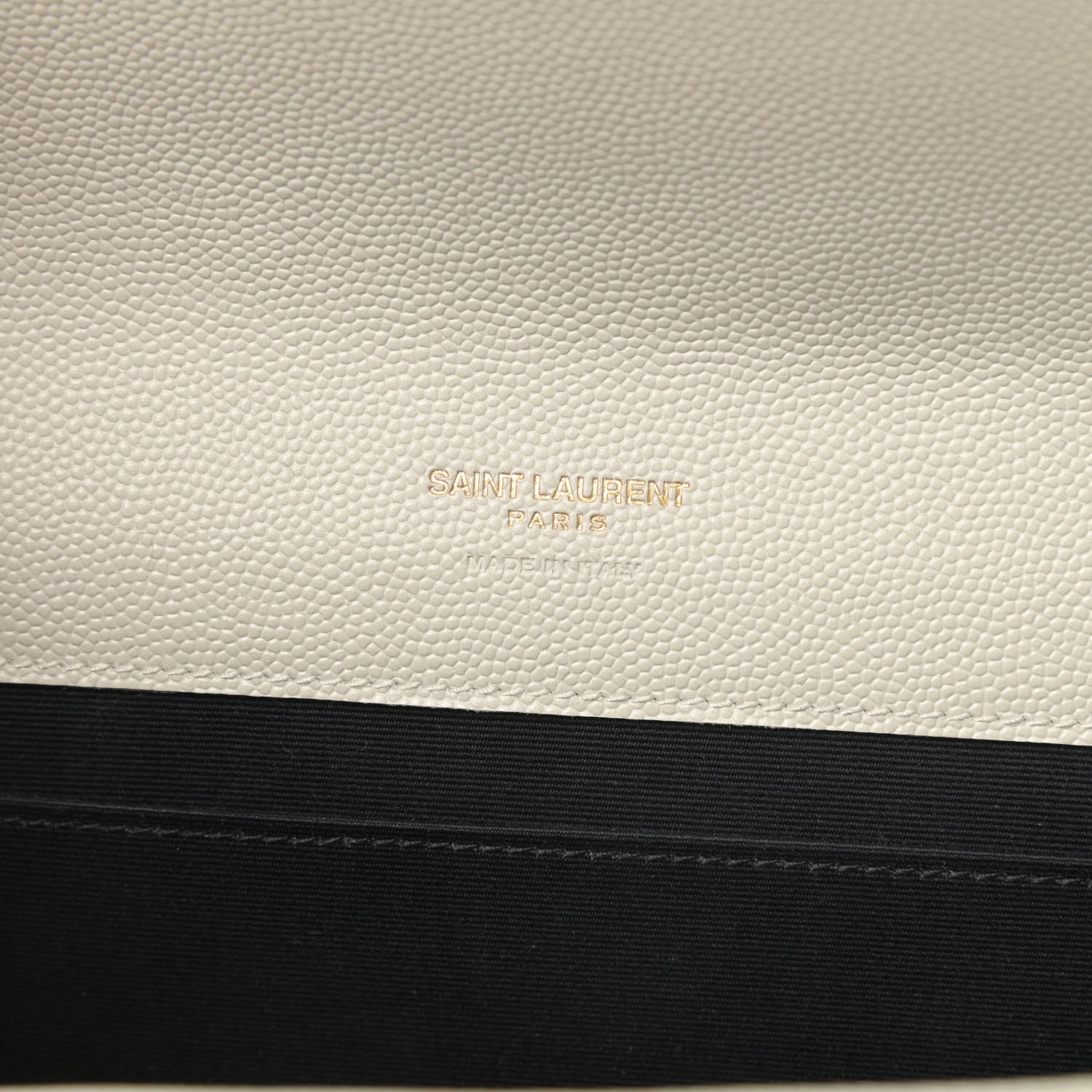 Saint Laurent Grain De Poudre Matelasse Chevron Monogram Envelope Clutch Blanc Vintage 6 of 11