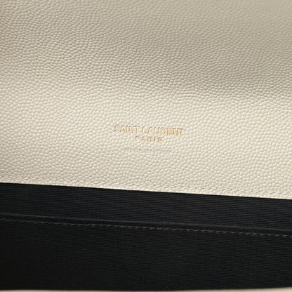 Saint Laurent Grain De Poudre Matelasse Chevron Monogram Envelope Clutch Blanc Vintage 6 of 11