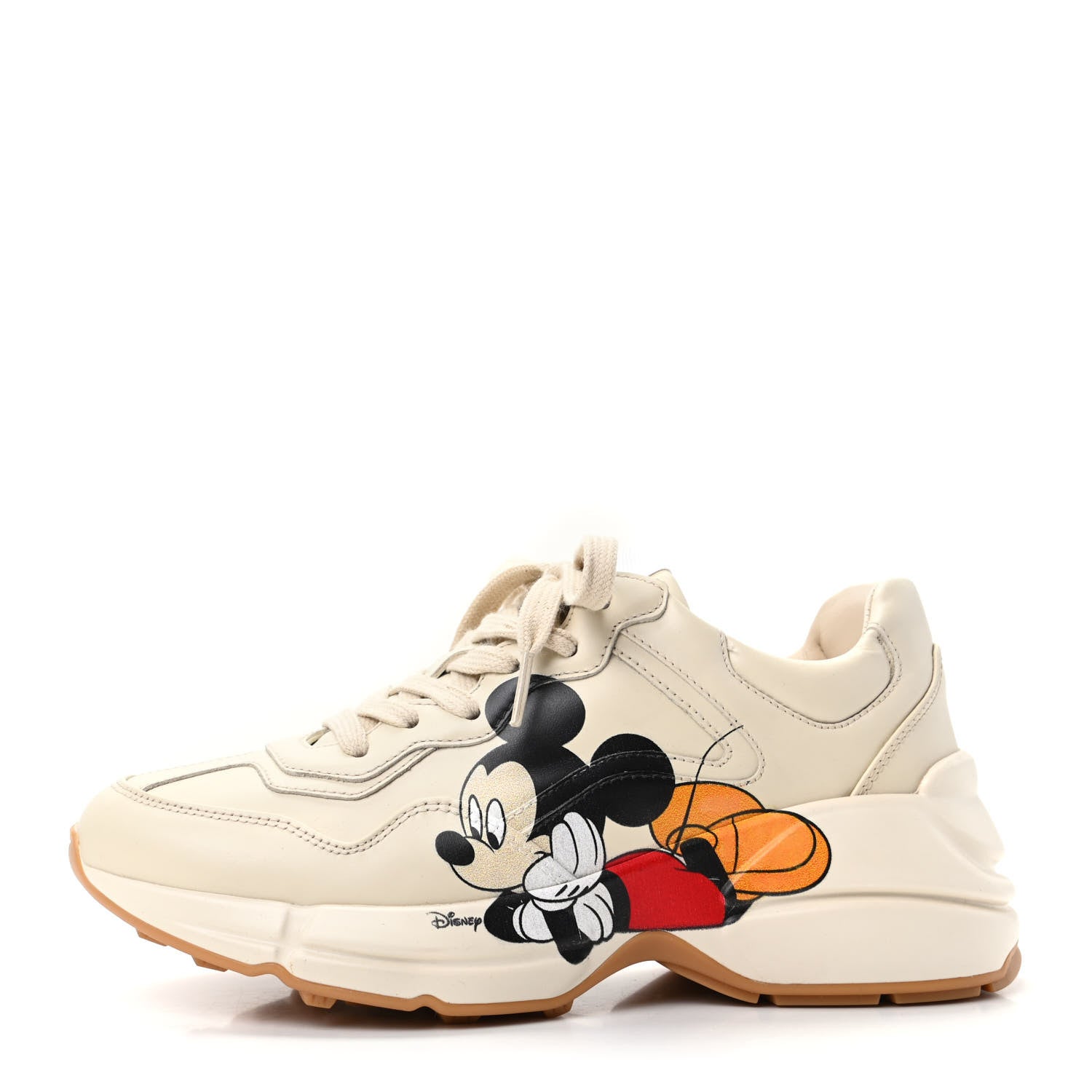 Gucci X DISNEY Calfskin Mickey Mouse Womens Rhyton Sneakers 35.5 Ivory 1 of 8