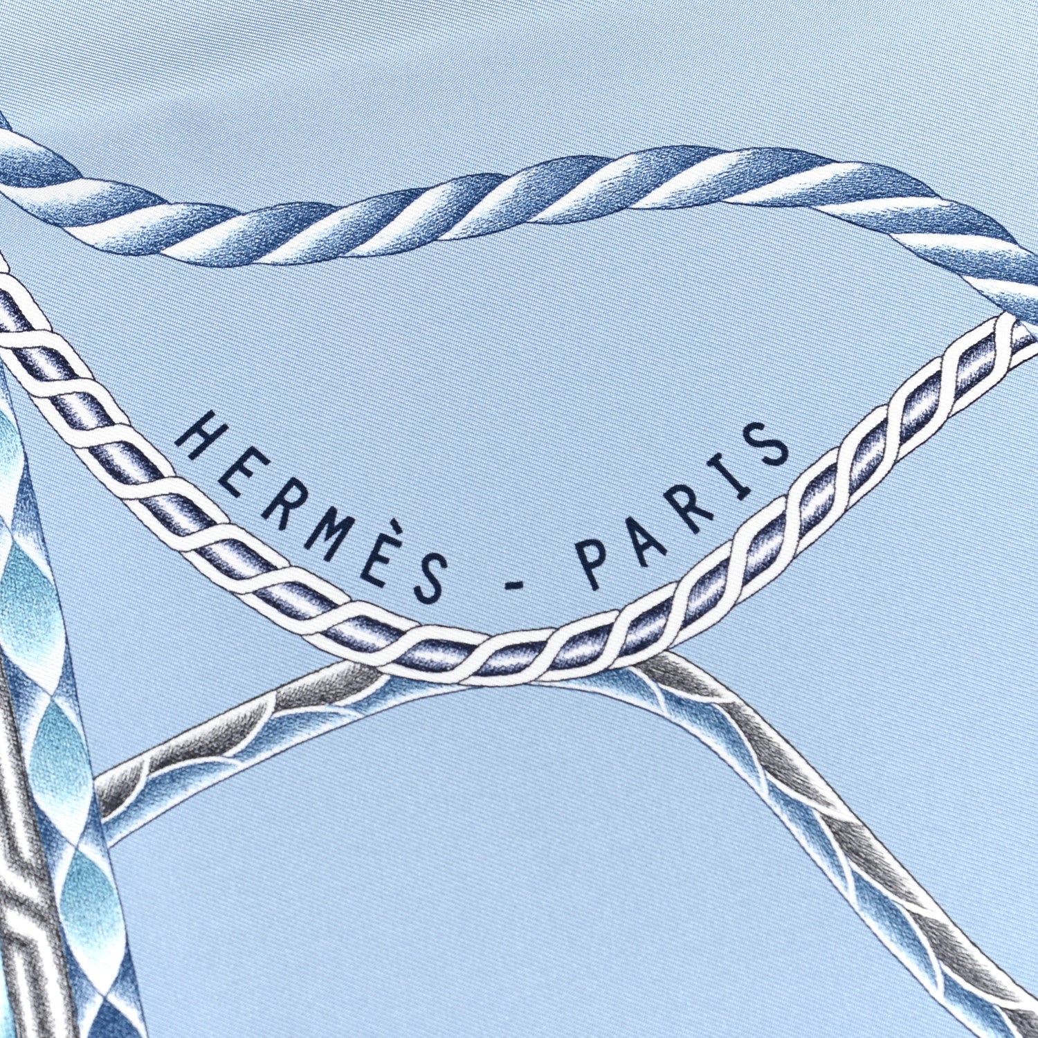 Hermes Silk Robe Du Soir Scarf 90 Bleu Glacier Gris White 2 of 5