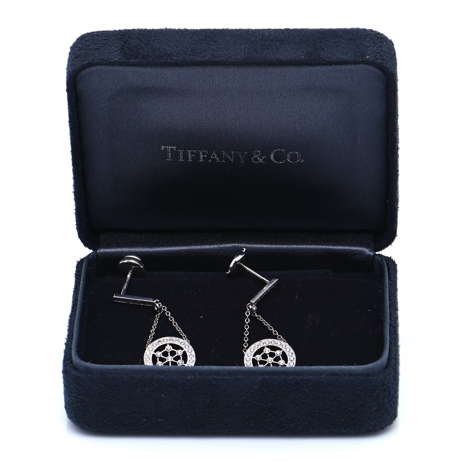 Tiffany Platinum Diamond Voile Drop Earrings 7 of 7