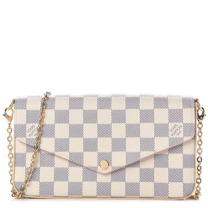 Louis Vuitton Damier Azur Pochette Felicie Chain Wallet Rose Ballerine 1 of 12