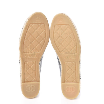 Chanel Lambskin CC Espadrilles 39 Black SIlver 5 of 11
