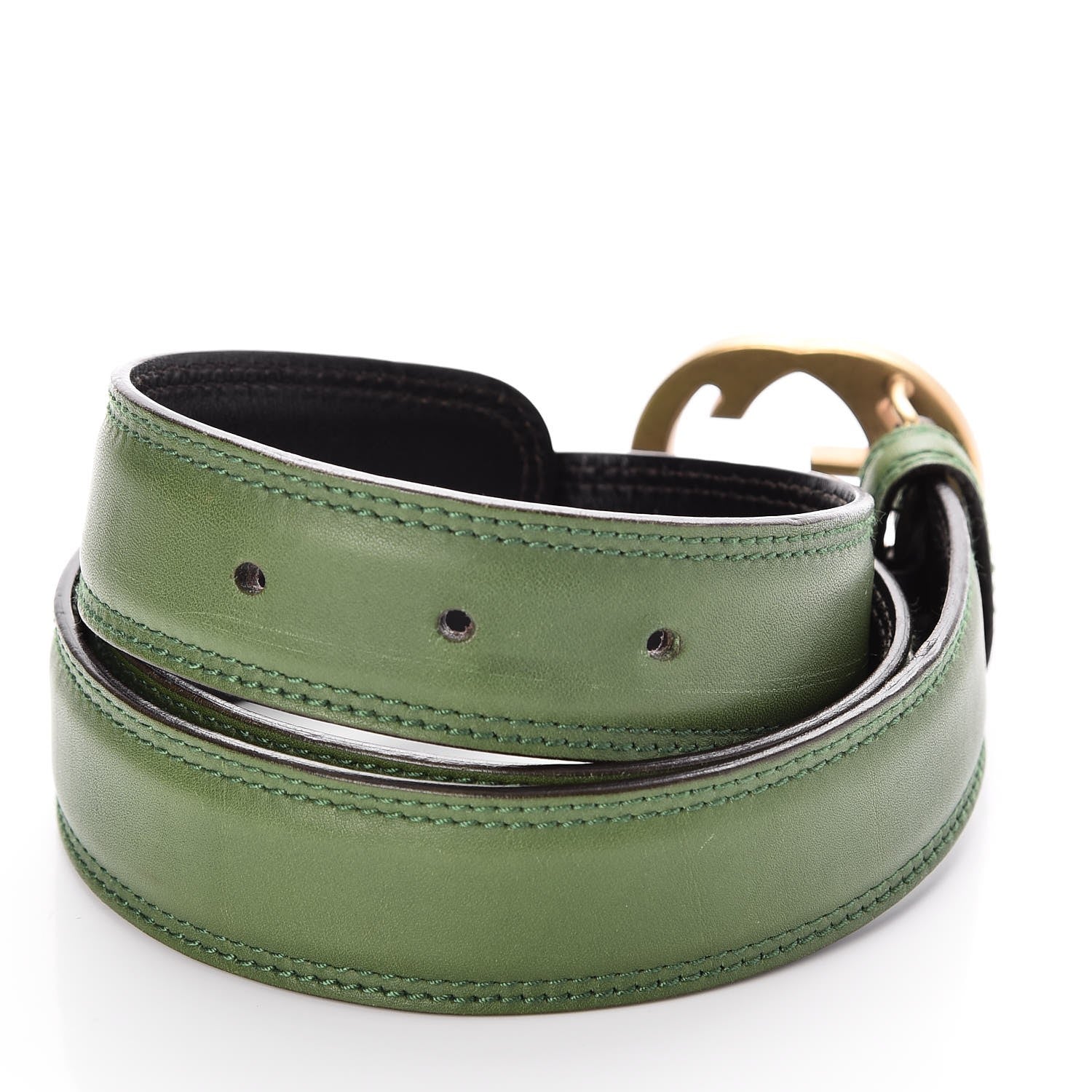 Gucci Calfskin Interlocking G Belt 80 32 Green 4 of 6