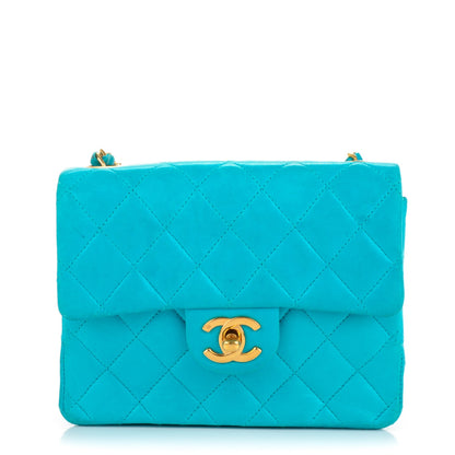 Chanel Lambskin Quilted Mini Square Flap Turquoise 1 of 8