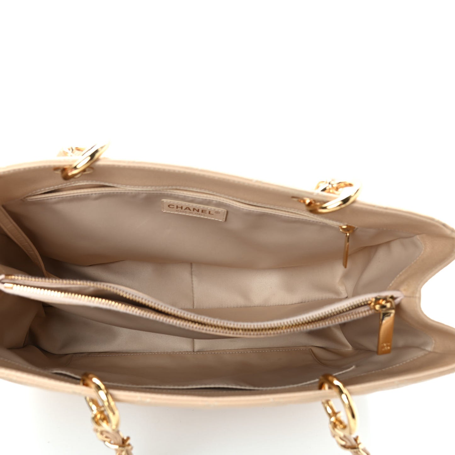 Caviar Quilted Grand Shopping Tote GST Beige Clair