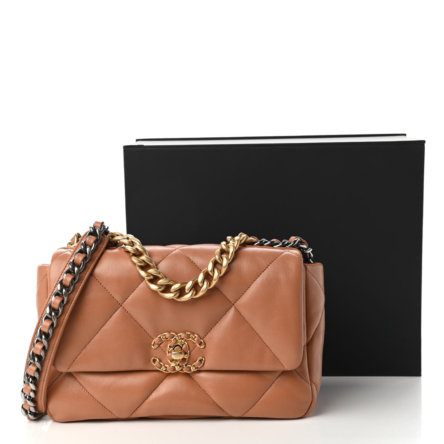 Lambskin Quilted Medium Chanel 19 Flap Brown