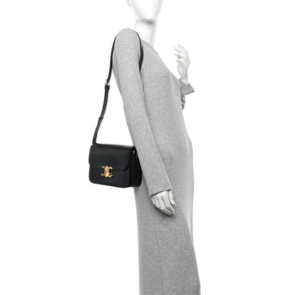 Celine Shiny Calfskin Medium Triomphe Black 2 of 11