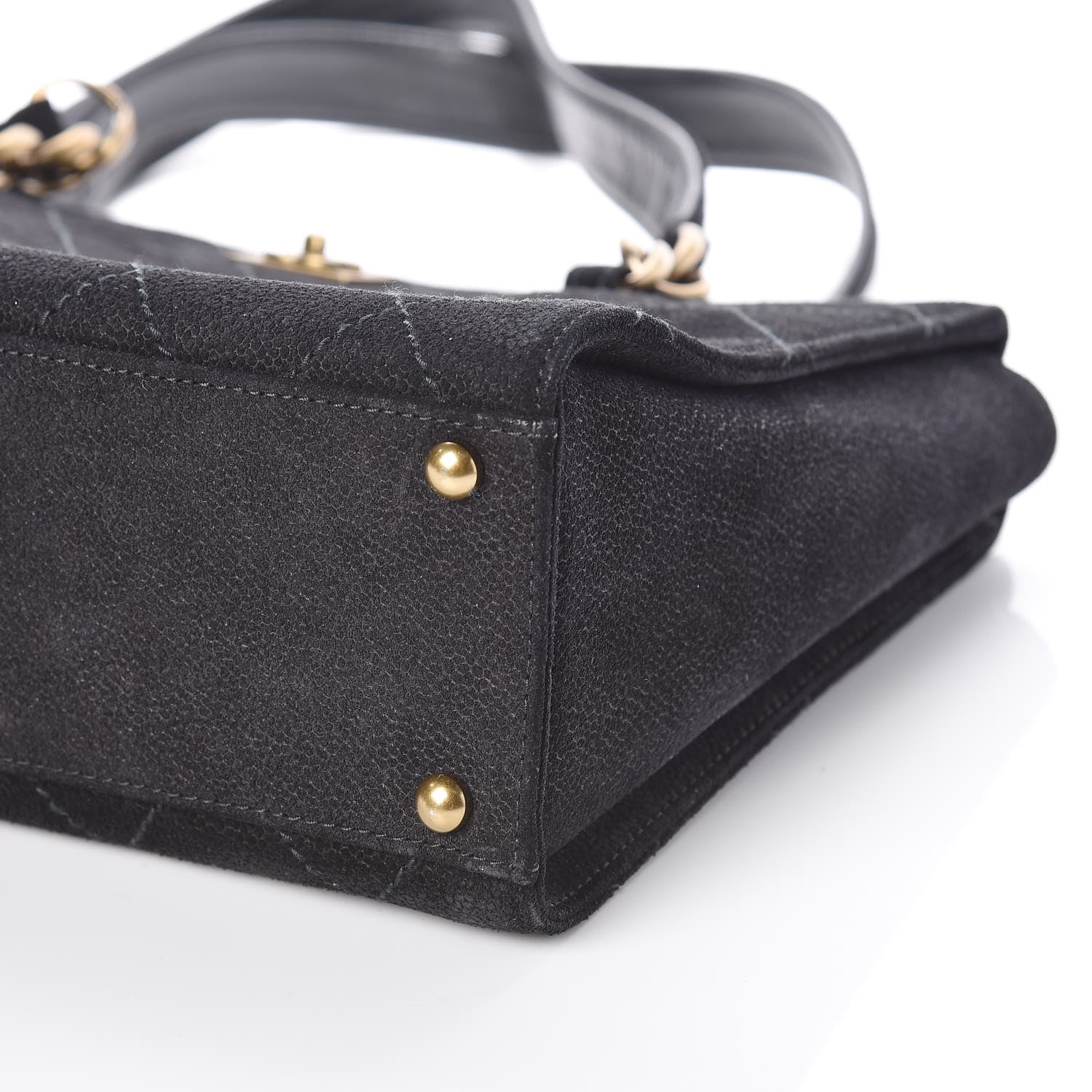 Chanel Suede Stitched Shoulder Bag Black 9 of 9
