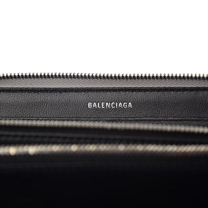 Balenciaga Metallic Calfskin Losange Monogram Everyday Continental Zip Around Wallet Silver Black White 6 of 9