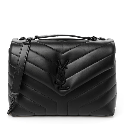 Saint Laurent Calfskin Y Quilted Monogram Monochrome Small Loulou Chain Satchel Black 1 of 12