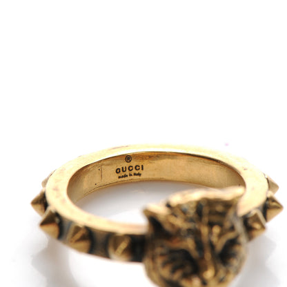 Gucci Metal Feline Head Ring 62 10 Aged Gold 6 of 7
