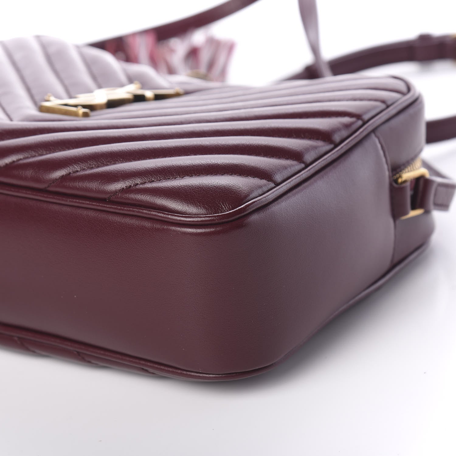 Saint Laurent Calfskin Matelasse Monogram Lou Camera Bag Dark Legion Red 9 of 9