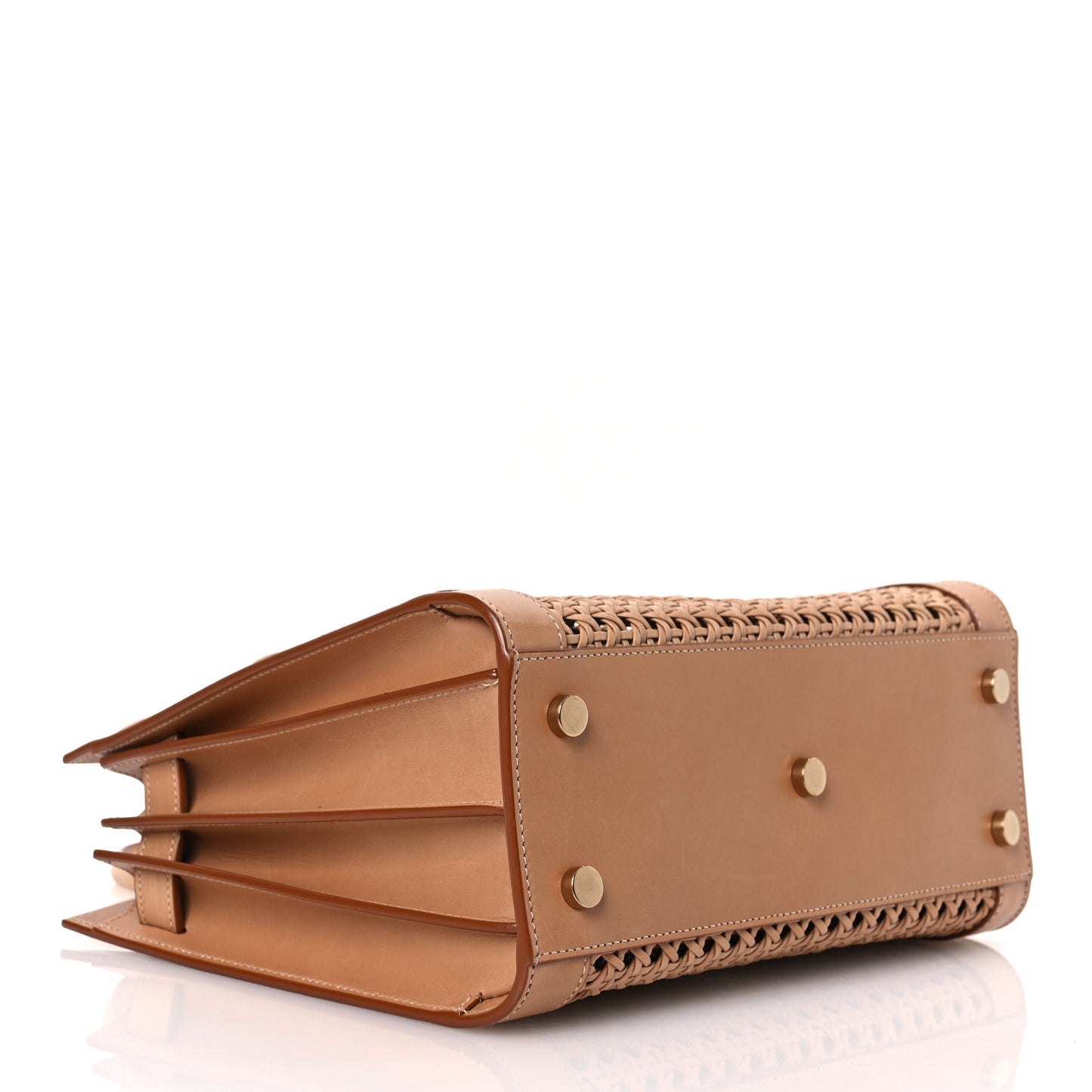 Calfskin Woven Wood Baby Sac De Jour Vintage Brown