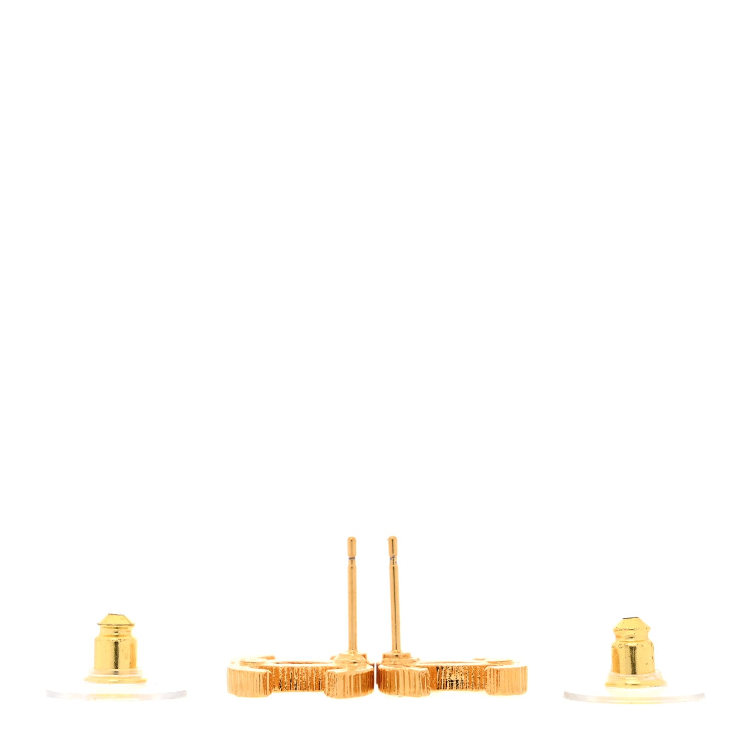 Chanel Metal Textured CC Earrings Gold 3 of 5