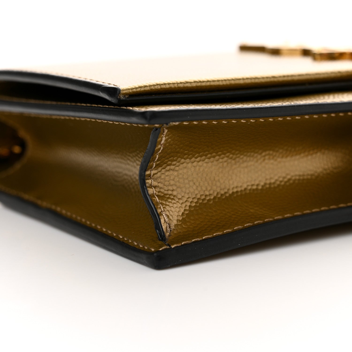Saint Laurent Metallic Grain De Poudre Kate Monogram Tassel Chain Wallet Gold 10 of 12