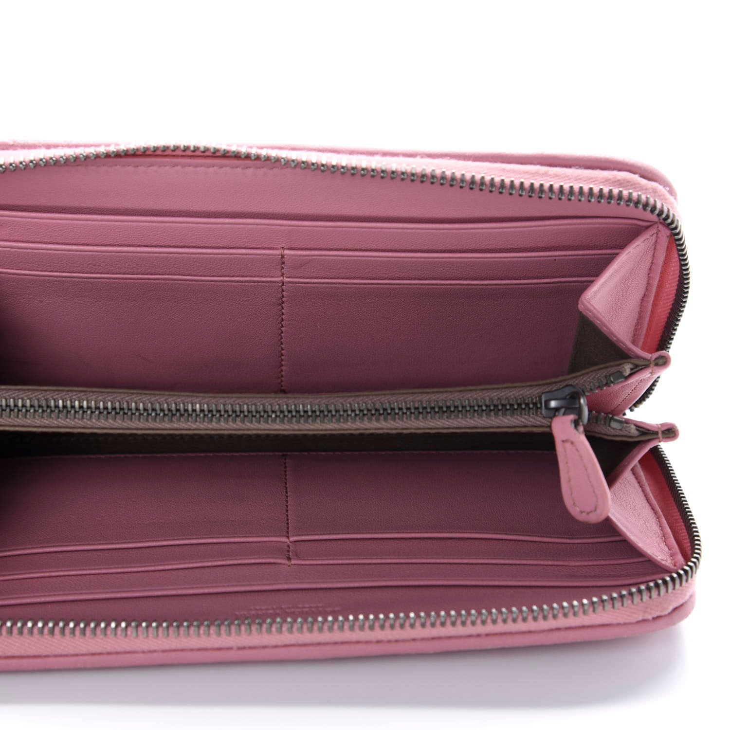 Bottega Veneta Nappa Intrecciato Zip Around Wallet Pink 4 of 7