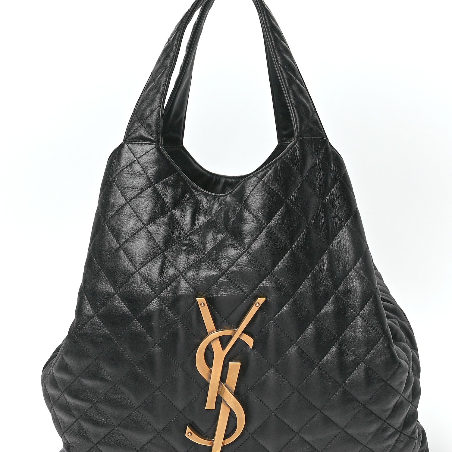 Saint Laurent Lambskin Quilted Maxi Icare Shopping Tote Black 9 of 12