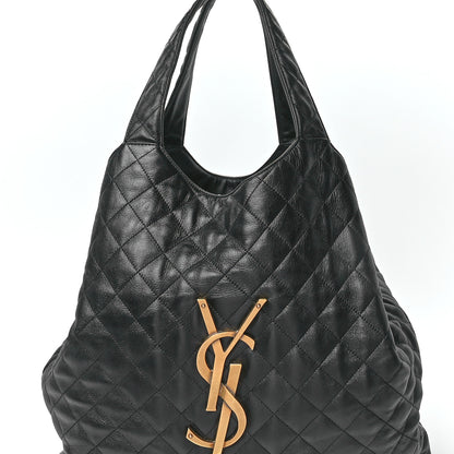 Saint Laurent Lambskin Quilted Maxi Icare Shopping Tote Black 9 of 12