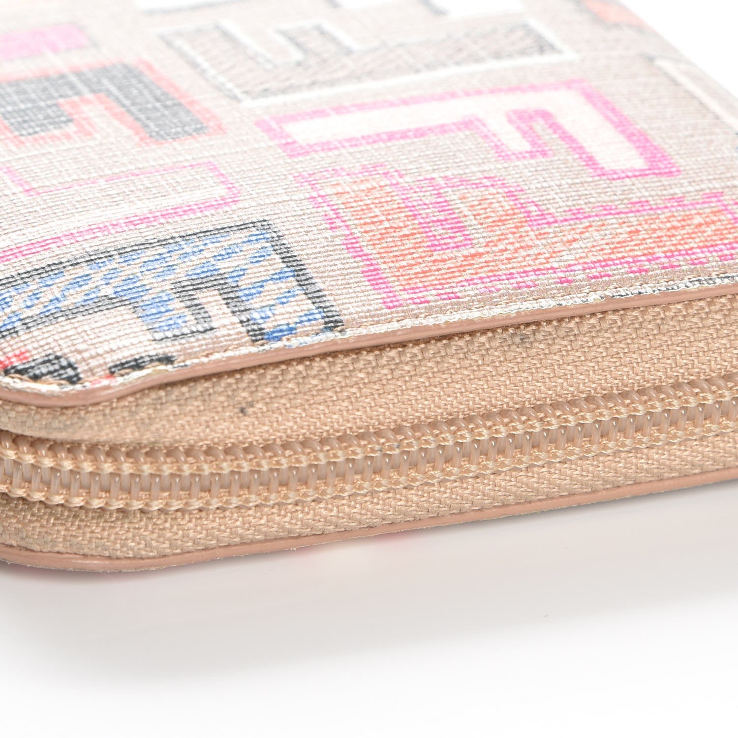 Fendi Zucca Spalmati Vitello FF Multicolor Zip Around Wallet Beige Multicolor Cipria 10 of 10