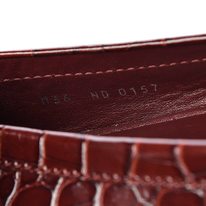 Louis Vuitton Calfskin Crocodile Embossed Dauphine Loafers 36 Bordeaux 8 of 8