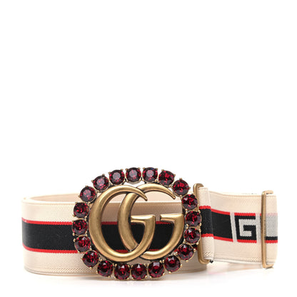 Gucci Jacquard Crystal Stripe Double G Belt 100 40 White 1 of 3