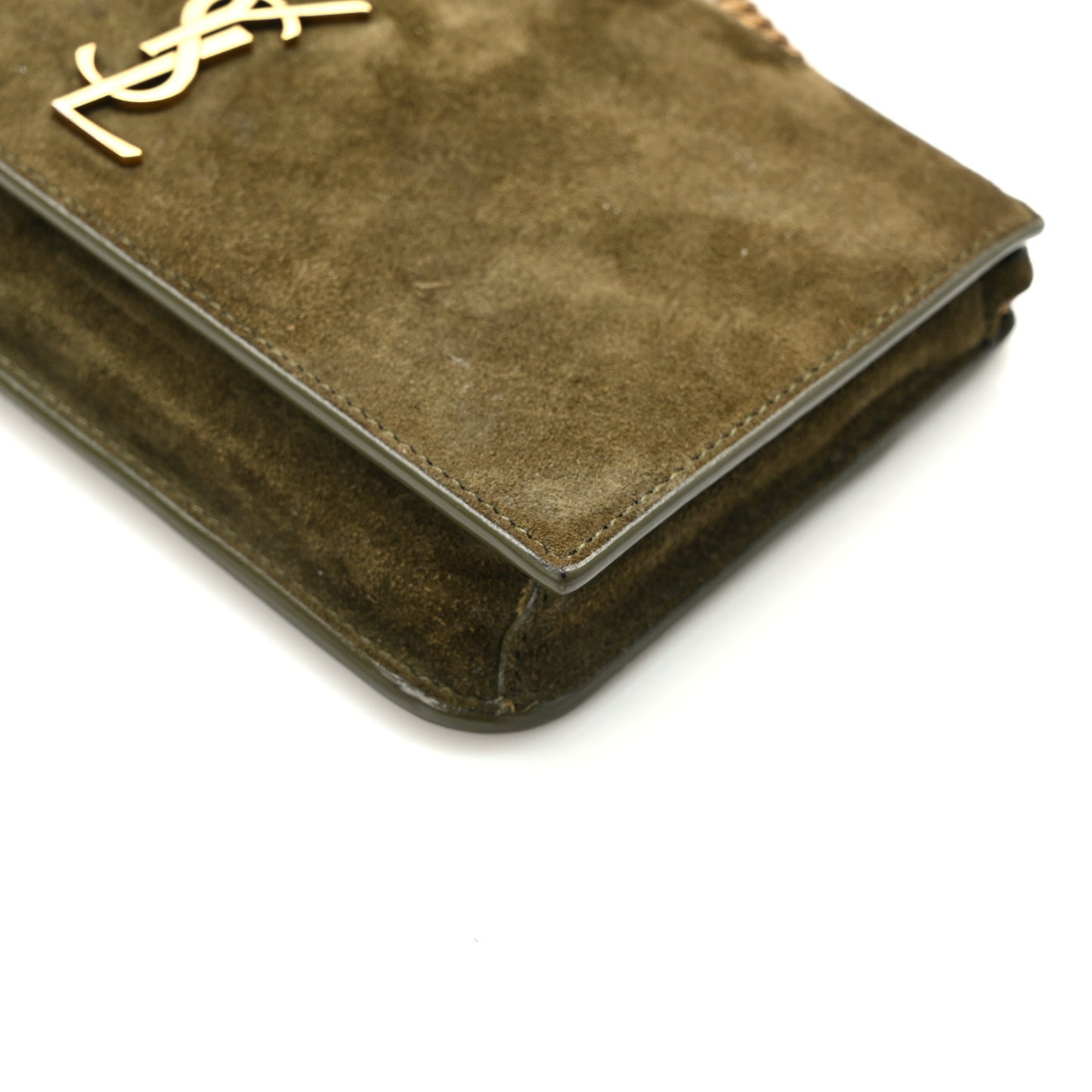 Suede Monogram Phone Holder Crossbody Loden Green