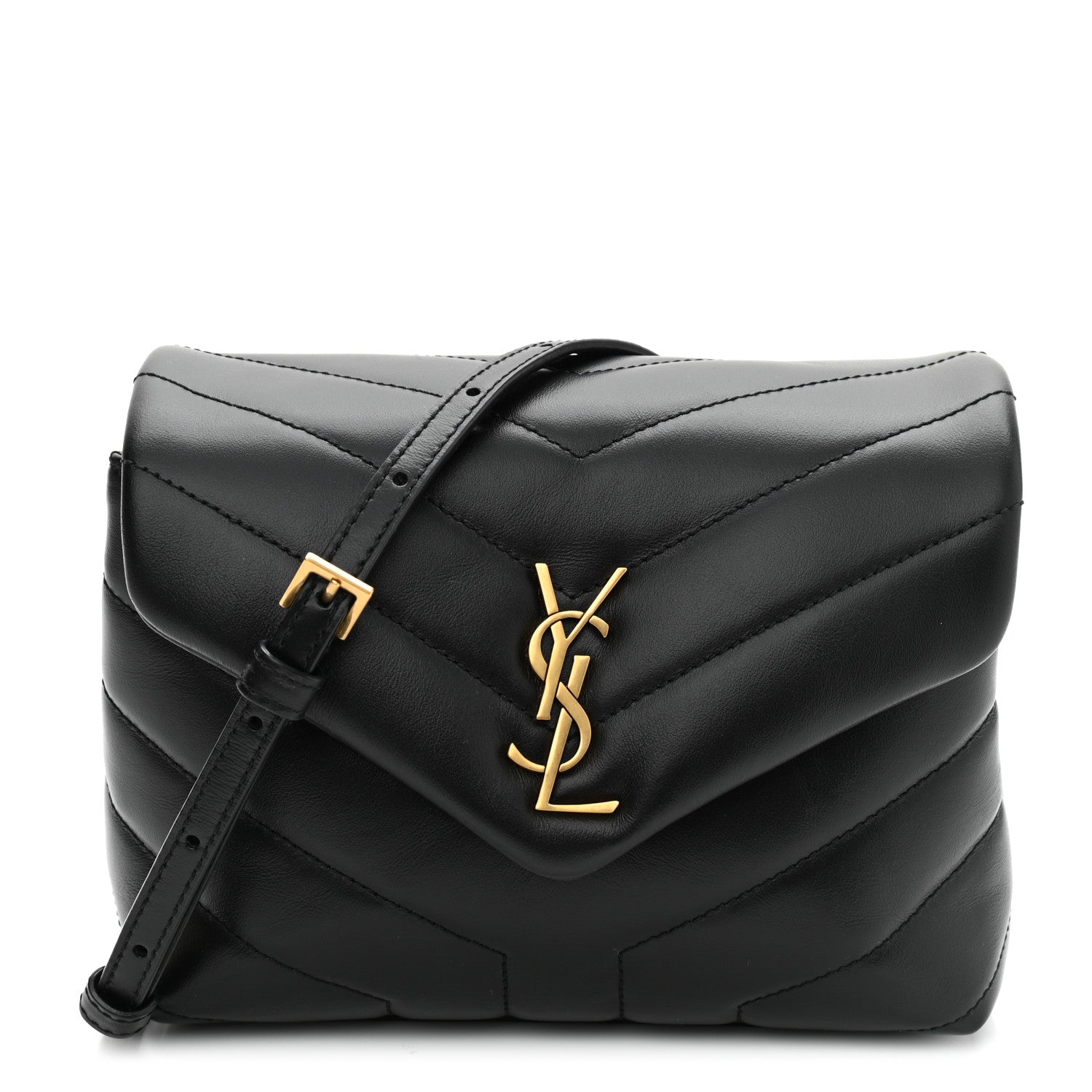 Saint Laurent Calfskin Y Quilted Monogram Toy Loulou Crossbody Bag Black 1 of 12